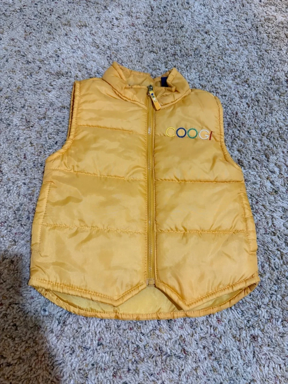 Coogi Baby Lightweight Puffer Vest Yellow Embroidered Logo Size 24 Months